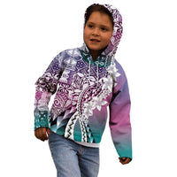 Aloha Vintage Plumeria Hawaiian Tapa Pattern Kid Hoodie Gradient Hawaiian Tapa Pattern LT9 - Polynesian Pride