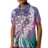 Aloha Vintage Plumeria Hawaiian Tapa Pattern Kid Polo Shirt Gradient Hawaiian Tapa Pattern LT9 Kid Gradient - Polynesian Pride