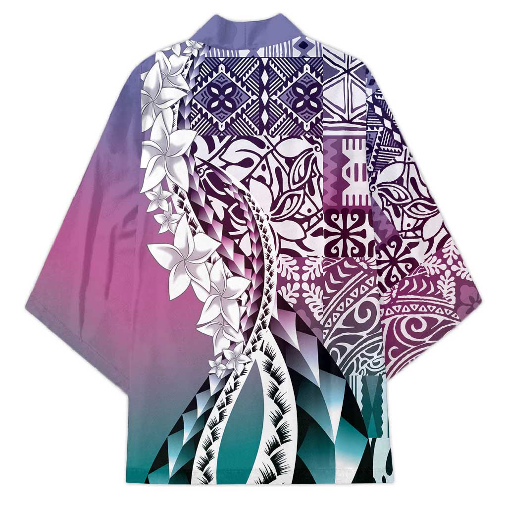 Aloha Vintage Plumeria Hawaiian Tapa Pattern Kimono Gradient Hawaiian Tapa Pattern LT9 - Polynesian Pride