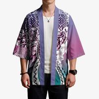 Aloha Vintage Plumeria Hawaiian Tapa Pattern Kimono Gradient Hawaiian Tapa Pattern LT9 - Polynesian Pride