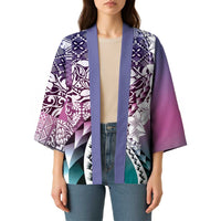 Aloha Vintage Plumeria Hawaiian Tapa Pattern Kimono Gradient Hawaiian Tapa Pattern LT9 - Polynesian Pride