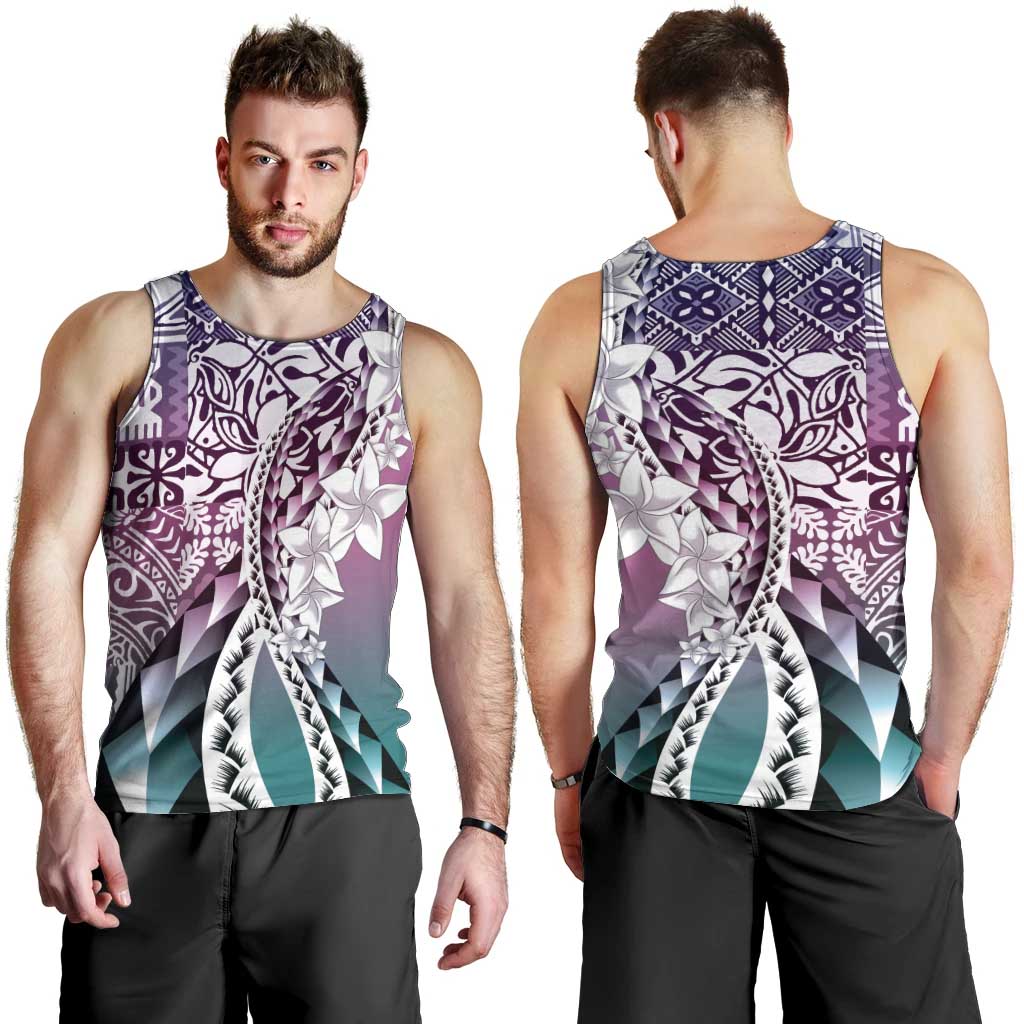 Aloha Vintage Plumeria Hawaiian Tapa Pattern Men Tank Top Gradient Hawaiian Tapa Pattern LT9 - Polynesian Pride