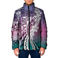 Aloha Vintage Plumeria Hawaiian Tapa Pattern Padded Jacket Gradient Hawaiian Tapa Pattern LT9 Men Gradient - Polynesian Pride