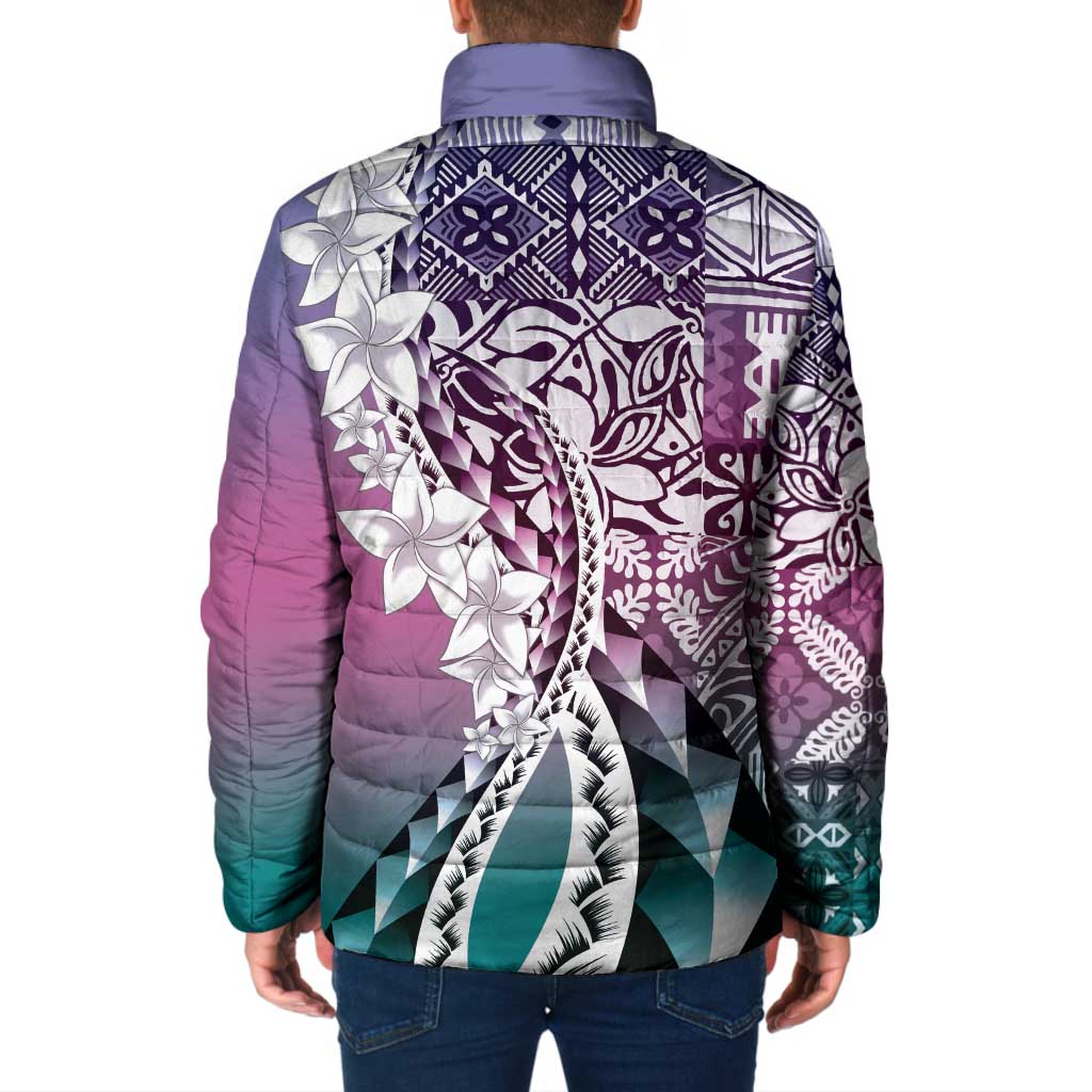 Aloha Vintage Plumeria Hawaiian Tapa Pattern Padded Jacket Gradient Hawaiian Tapa Pattern LT9 - Polynesian Pride