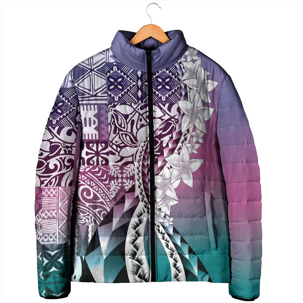 Aloha Vintage Plumeria Hawaiian Tapa Pattern Padded Jacket Gradient Hawaiian Tapa Pattern LT9 - Polynesian Pride