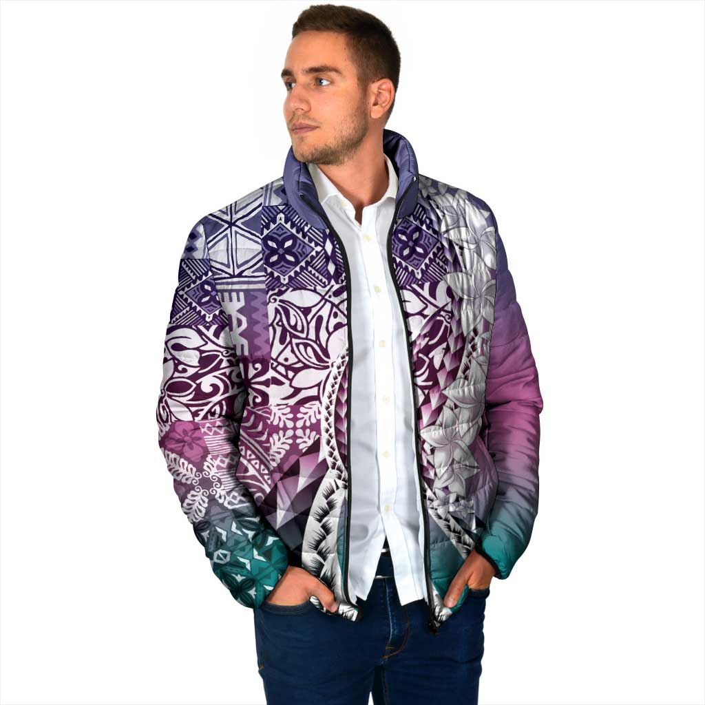 Aloha Vintage Plumeria Hawaiian Tapa Pattern Padded Jacket Gradient Hawaiian Tapa Pattern LT9 - Polynesian Pride