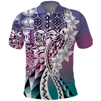 Aloha Vintage Plumeria Hawaiian Tapa Pattern Polo Shirt Gradient Hawaiian Tapa Pattern LT9 Gradient - Polynesian Pride