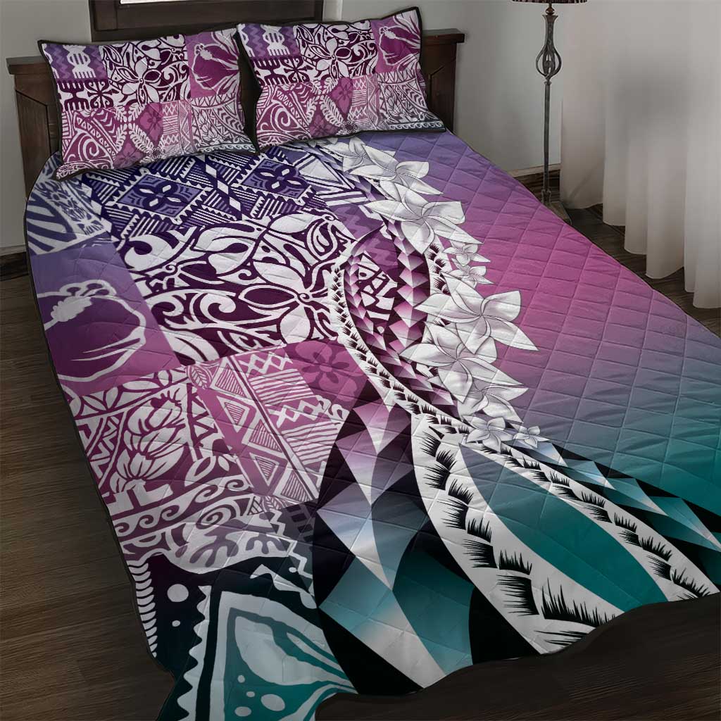 Aloha Vintage Plumeria Hawaiian Tapa Pattern Quilt Bed Set Gradient Hawaiian Tapa Pattern LT9 Gradient - Polynesian Pride