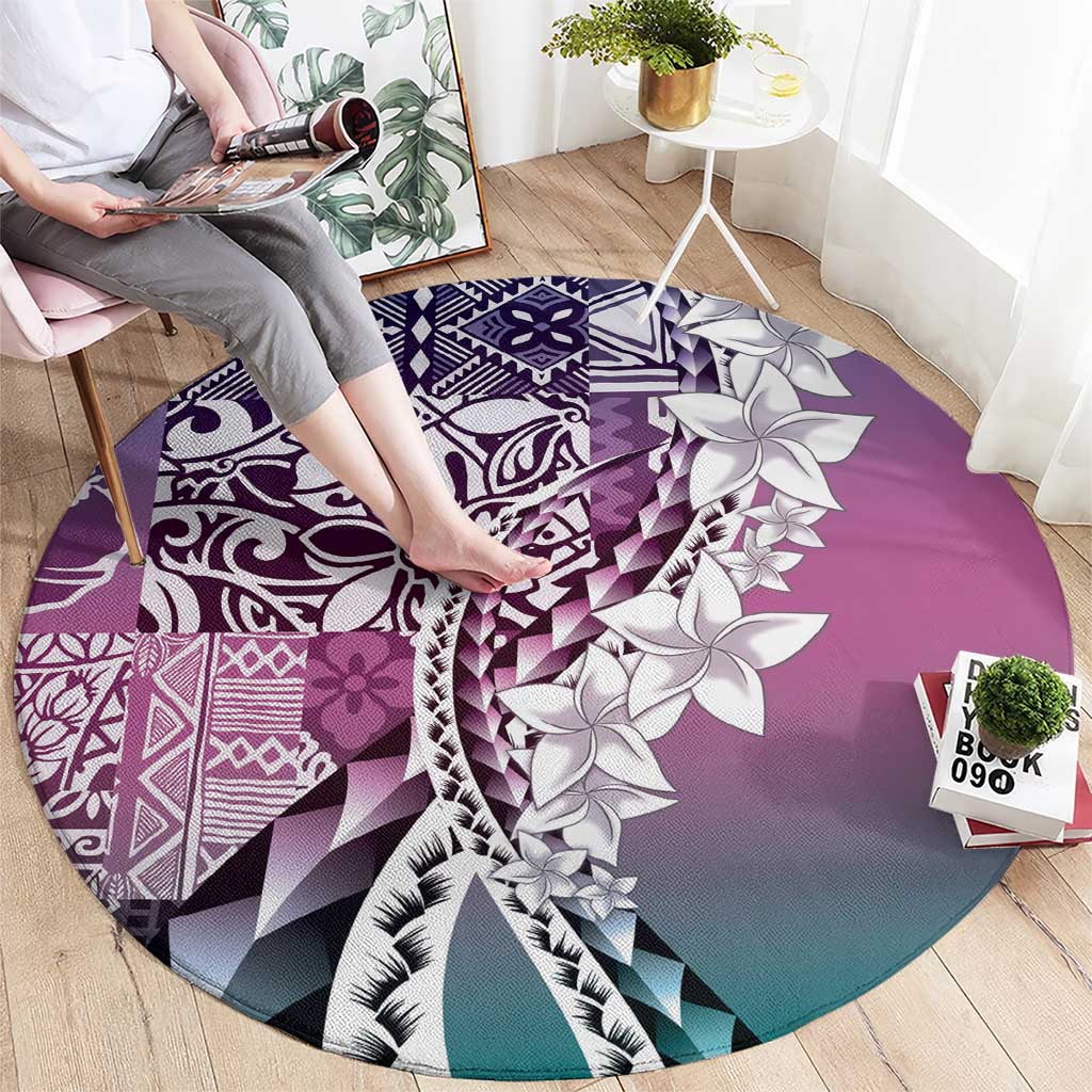 Aloha Vintage Plumeria Hawaiian Tapa Pattern Round Carpet Gradient Hawaiian Tapa Pattern LT9 - Polynesian Pride