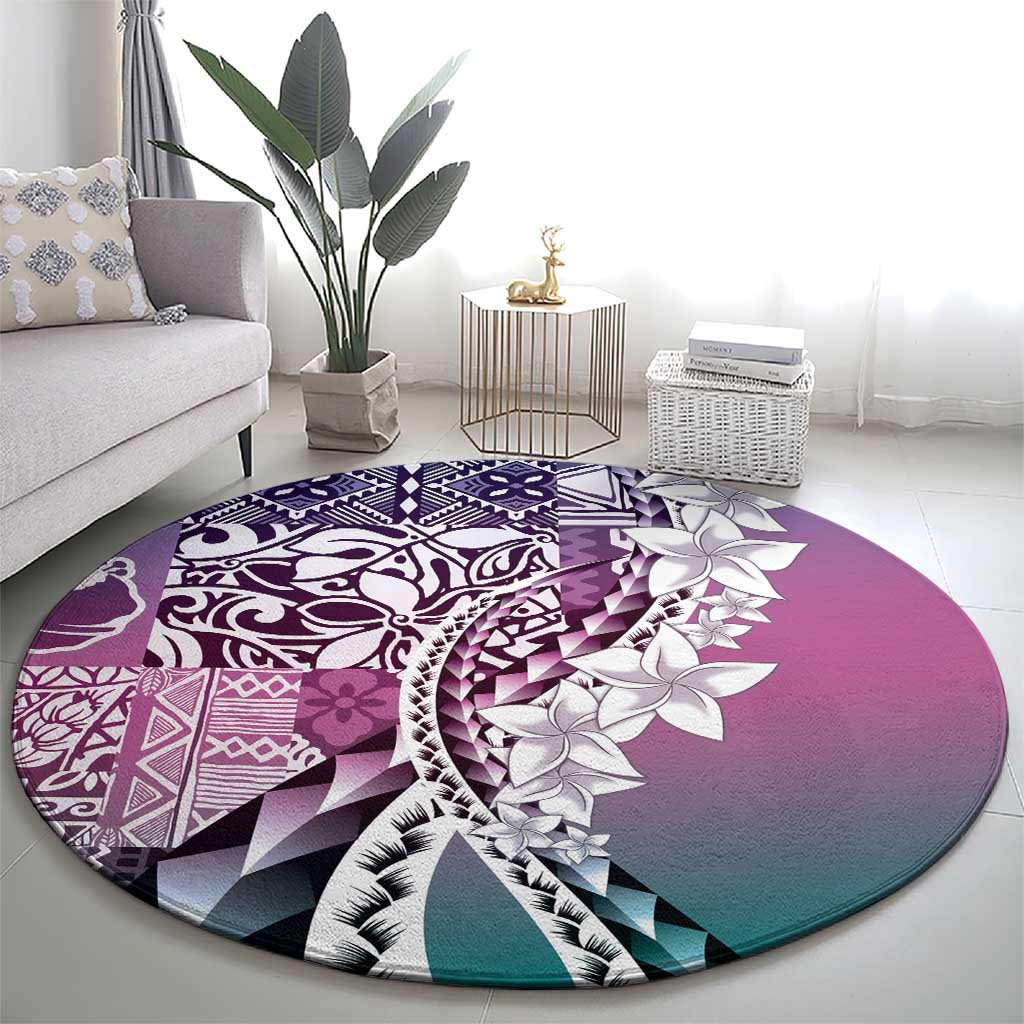 Aloha Vintage Plumeria Hawaiian Tapa Pattern Round Carpet Gradient Hawaiian Tapa Pattern LT9 - Polynesian Pride