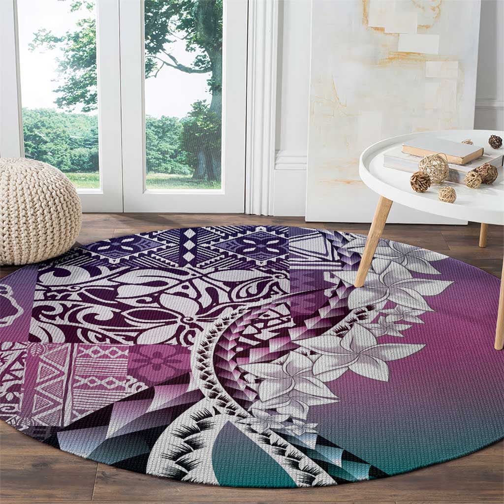 Aloha Vintage Plumeria Hawaiian Tapa Pattern Round Carpet Gradient Hawaiian Tapa Pattern LT9 - Polynesian Pride