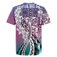 Aloha Vintage Plumeria Hawaiian Tapa Pattern Rugby Jersey Gradient Hawaiian Tapa Pattern LT9 - Polynesian Pride