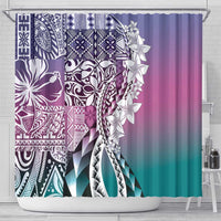 Aloha Vintage Plumeria Hawaiian Tapa Pattern Shower Curtain Gradient Hawaiian Tapa Pattern LT9 - Polynesian Pride