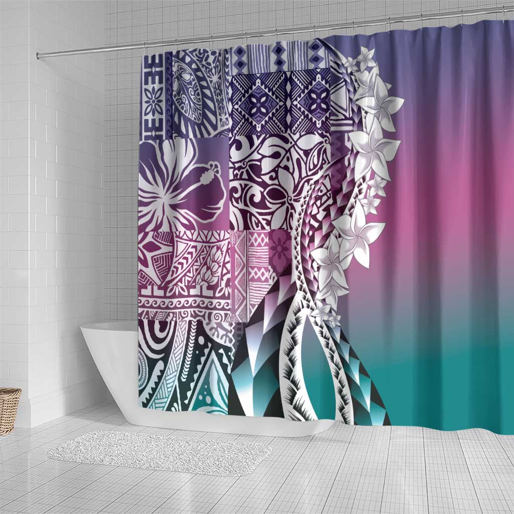 Aloha Vintage Plumeria Hawaiian Tapa Pattern Shower Curtain Gradient Hawaiian Tapa Pattern LT9 - Polynesian Pride