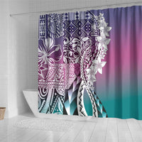 Aloha Vintage Plumeria Hawaiian Tapa Pattern Shower Curtain Gradient Hawaiian Tapa Pattern LT9 - Polynesian Pride