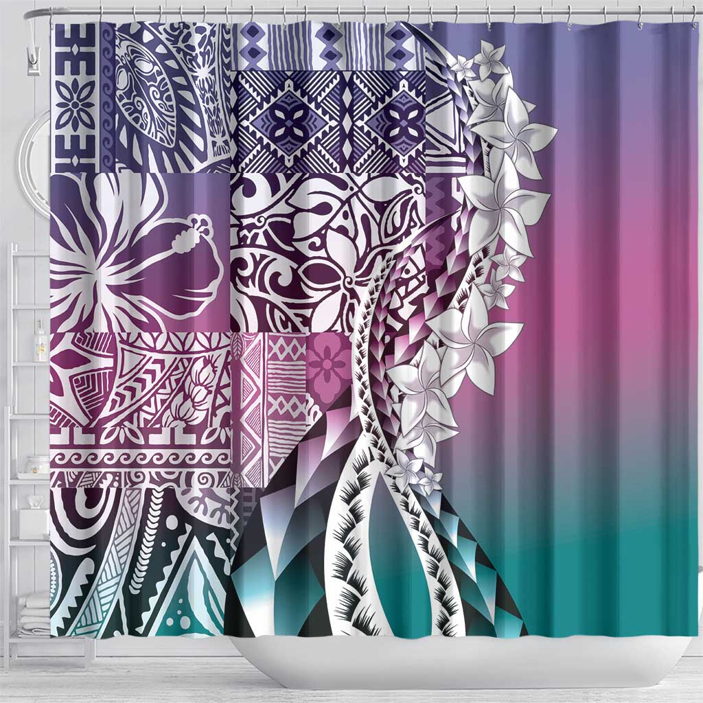 Aloha Vintage Plumeria Hawaiian Tapa Pattern Shower Curtain Gradient Hawaiian Tapa Pattern LT9 - Polynesian Pride