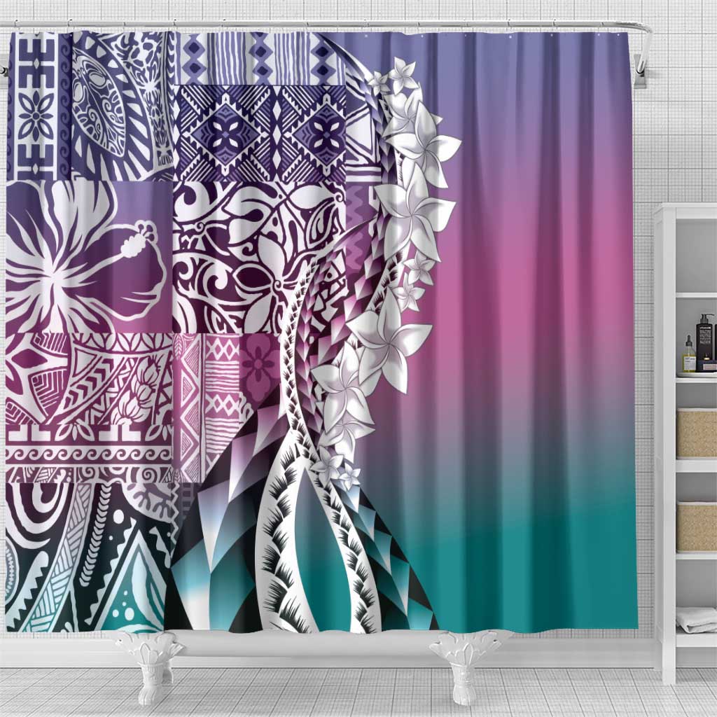 Aloha Vintage Plumeria Hawaiian Tapa Pattern Shower Curtain Gradient Hawaiian Tapa Pattern LT9 - Polynesian Pride