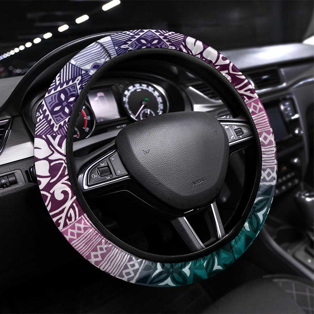 Aloha Vintage Plumeria Hawaiian Tapa Pattern Steering Wheel Cover Gradient Hawaiian Tapa Pattern LT9 Universal Fit Gradient - Polynesian Pride