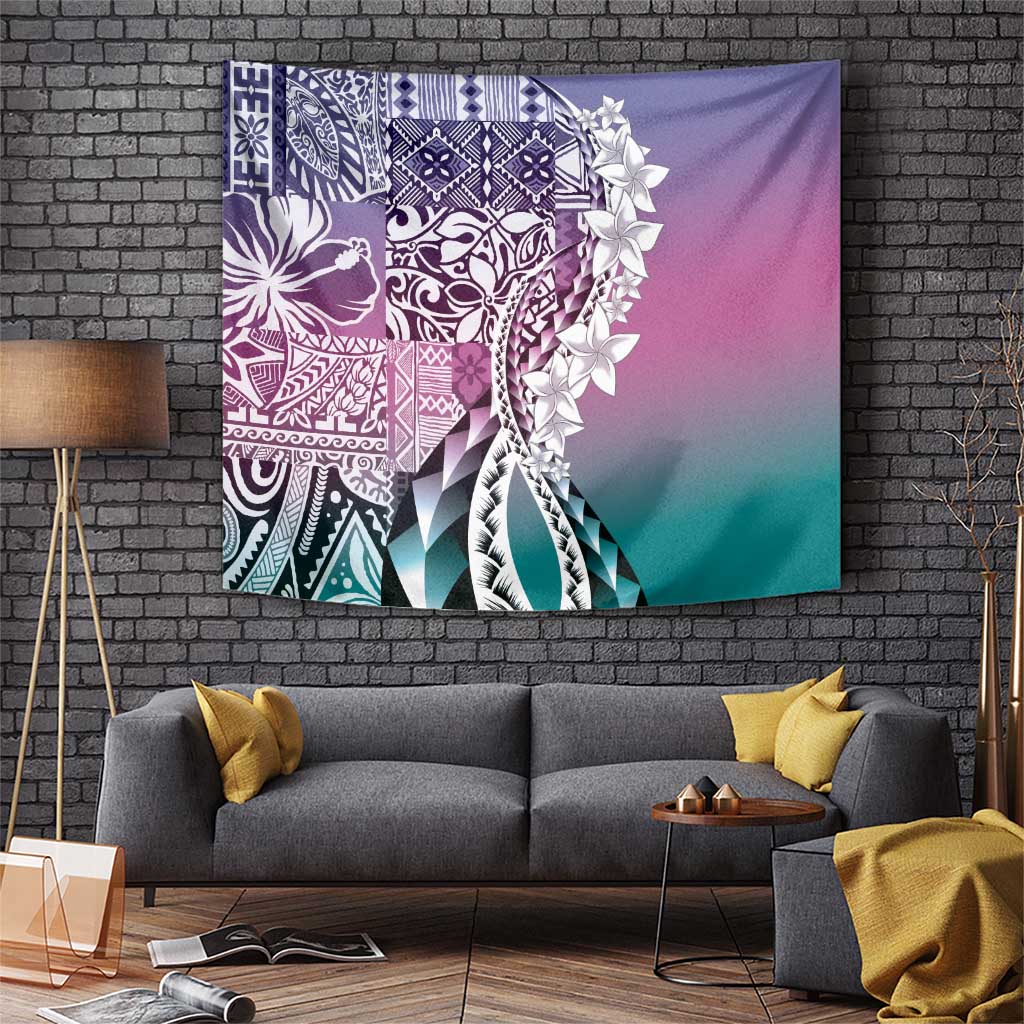 Aloha Vintage Plumeria Hawaiian Tapa Pattern Tapestry Gradient Hawaiian Tapa Pattern LT9 Gradient - Polynesian Pride