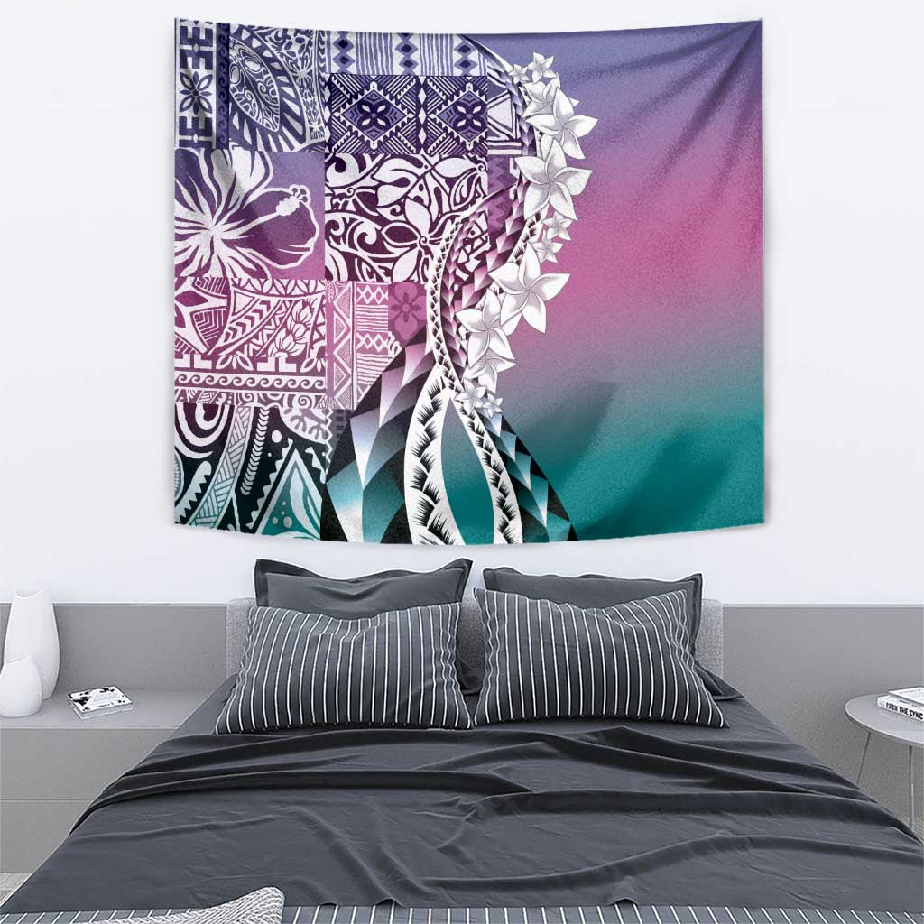 Aloha Vintage Plumeria Hawaiian Tapa Pattern Tapestry Gradient Hawaiian Tapa Pattern LT9 - Polynesian Pride