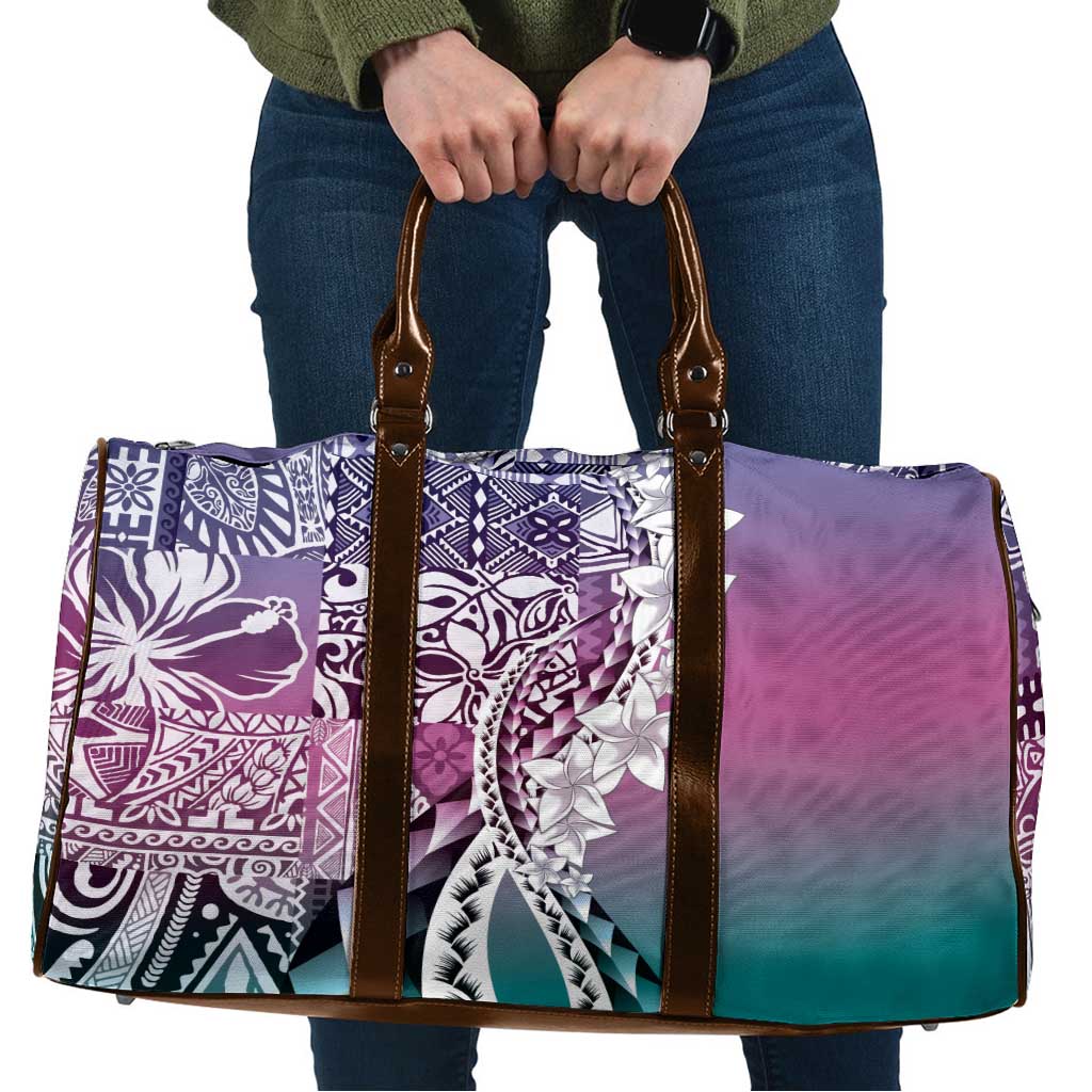 Aloha Vintage Plumeria Hawaiian Tapa Pattern Travel Bag Gradient Hawaiian Tapa Pattern LT9 Gradient - Polynesian Pride