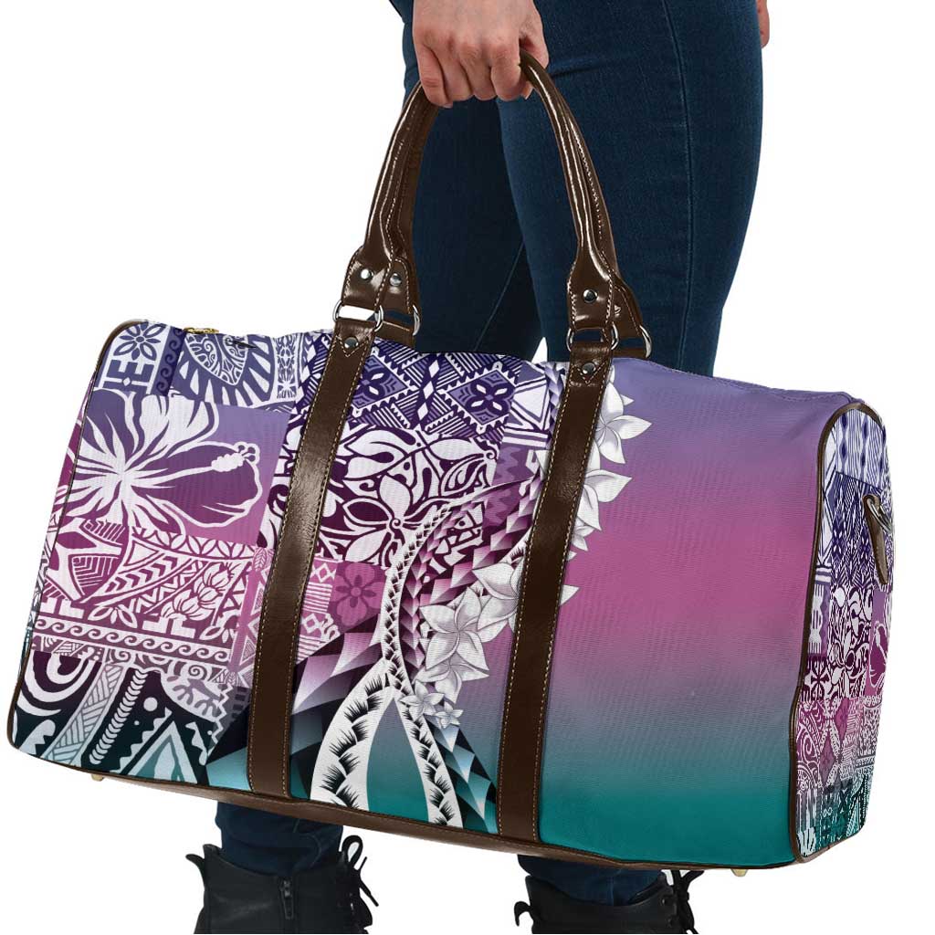 Aloha Vintage Plumeria Hawaiian Tapa Pattern Travel Bag Gradient Hawaiian Tapa Pattern LT9 - Polynesian Pride