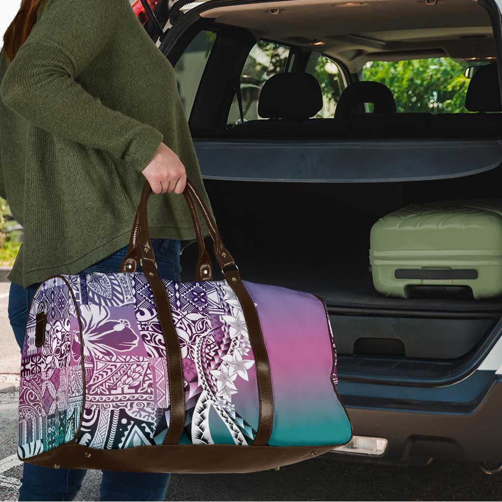 Aloha Vintage Plumeria Hawaiian Tapa Pattern Travel Bag Gradient Hawaiian Tapa Pattern LT9 - Polynesian Pride