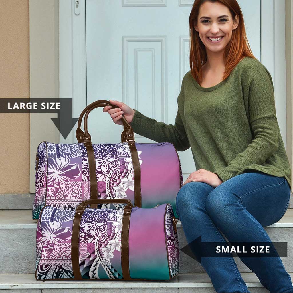 Aloha Vintage Plumeria Hawaiian Tapa Pattern Travel Bag Gradient Hawaiian Tapa Pattern LT9 - Polynesian Pride