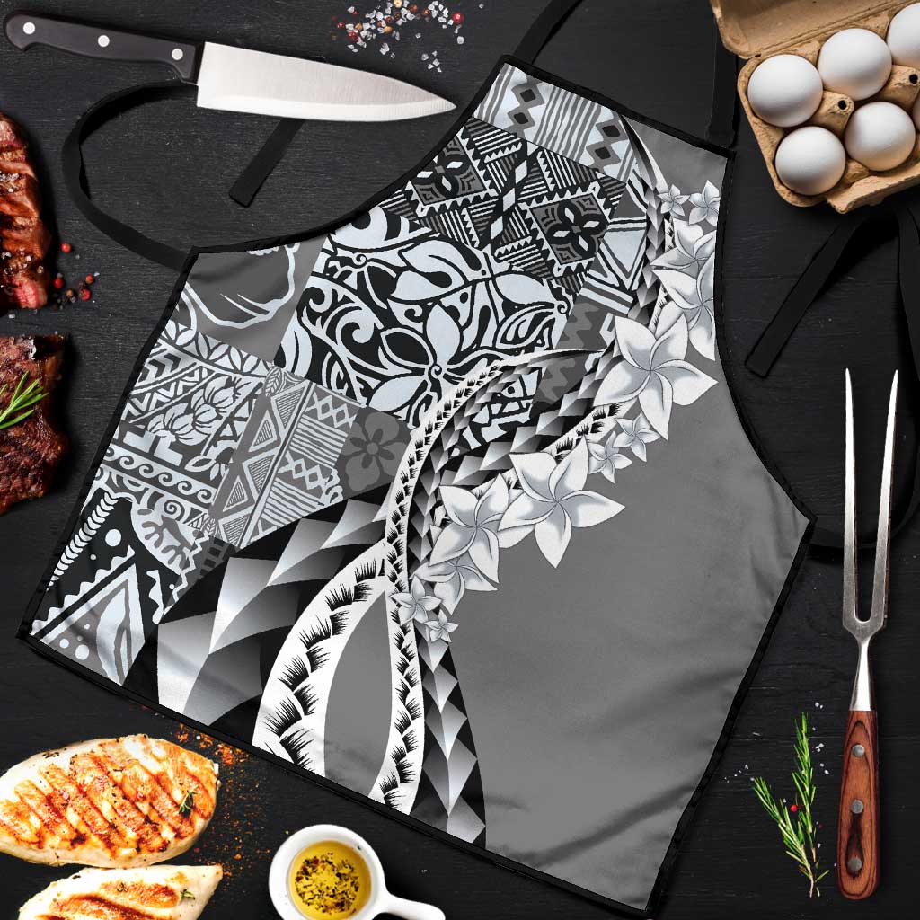 Aloha Vintage Plumeria Hawaiian Tapa Pattern Apron Gray Hawaiian Tapa Pattern LT9 Gray - Polynesian Pride