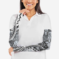 Aloha Vintage Plumeria Hawaiian Tapa Pattern Arm Sleeves Gray Hawaiian Tapa Pattern LT9 - Polynesian Pride