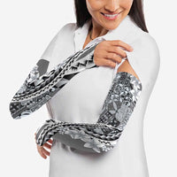 Aloha Vintage Plumeria Hawaiian Tapa Pattern Arm Sleeves Gray Hawaiian Tapa Pattern LT9 - Polynesian Pride