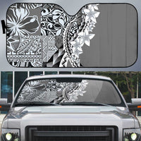 Aloha Vintage Plumeria Hawaiian Tapa Pattern Auto Sun Shade Gray Hawaiian Tapa Pattern LT9 Gray - Polynesian Pride