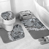 Aloha Vintage Plumeria Hawaiian Tapa Pattern Bathroom Set Gray Hawaiian Tapa Pattern LT9 Mat Set Only (3 pcs) One Size Gray - Polynesian Pride