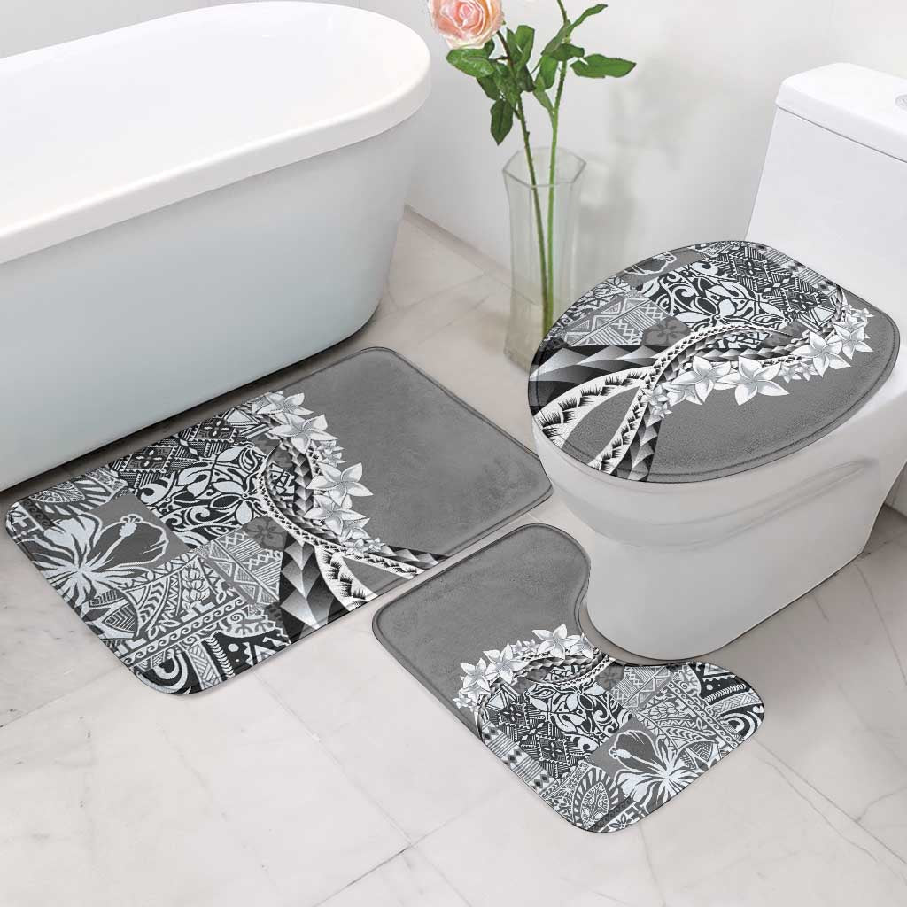Aloha Vintage Plumeria Hawaiian Tapa Pattern Bathroom Set Gray Hawaiian Tapa Pattern LT9 - Polynesian Pride