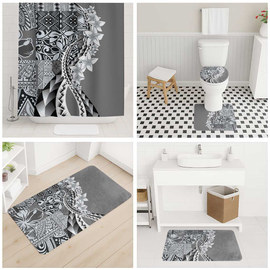 Aloha Vintage Plumeria Hawaiian Tapa Pattern Bathroom Set Gray Hawaiian Tapa Pattern LT9 - Polynesian Pride