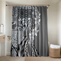 Aloha Vintage Plumeria Hawaiian Tapa Pattern Bathroom Set Gray Hawaiian Tapa Pattern LT9 Shower Curtain Only Gray - Polynesian Pride