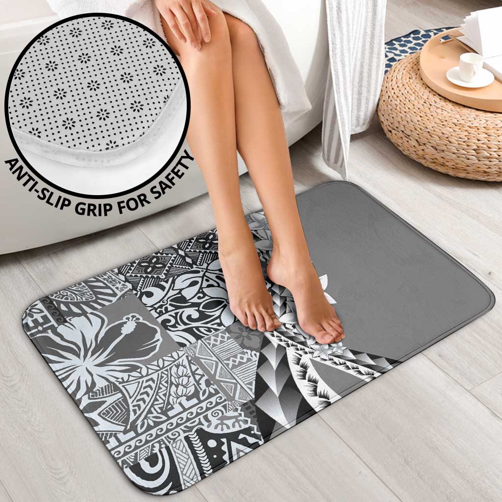 Aloha Vintage Plumeria Hawaiian Tapa Pattern Bathroom Set Gray Hawaiian Tapa Pattern LT9 - Polynesian Pride