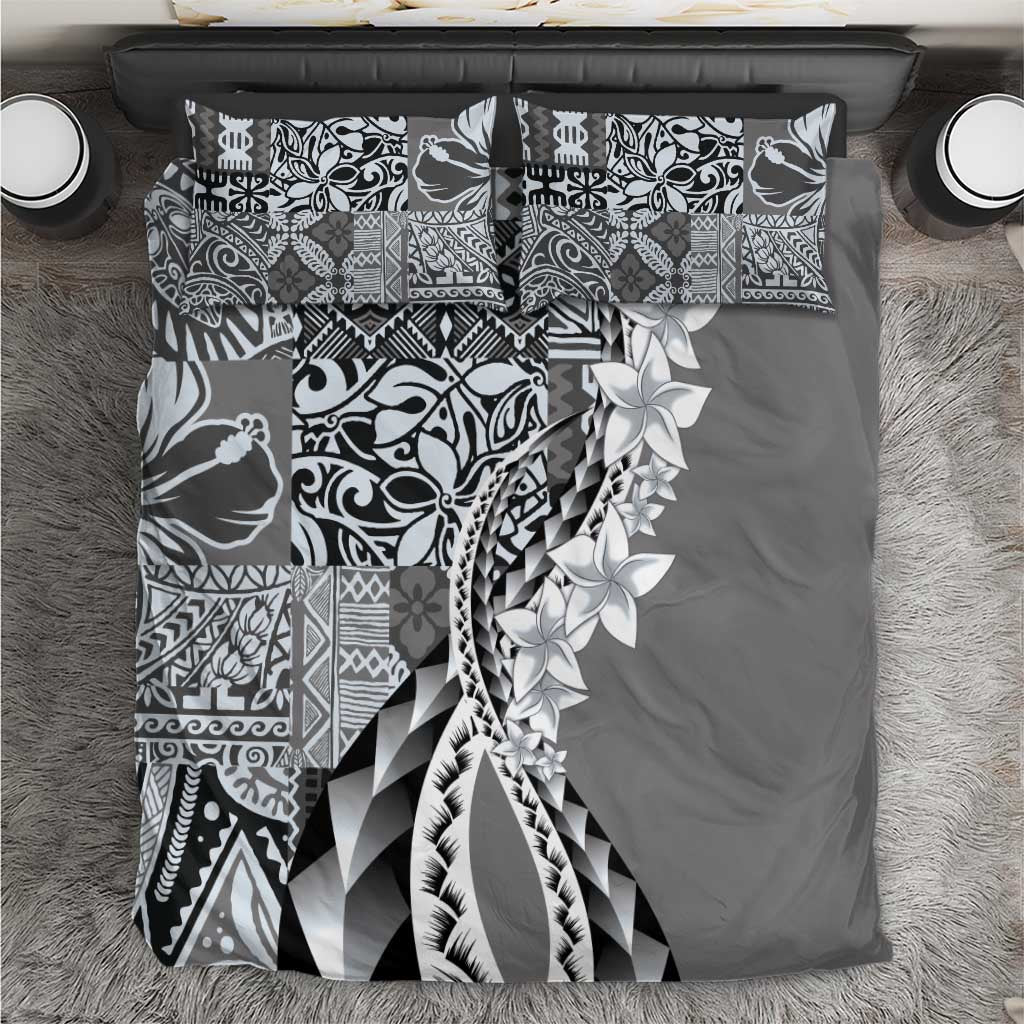 Aloha Vintage Plumeria Hawaiian Tapa Pattern Bedding Set Gray Hawaiian Tapa Pattern LT9 Gray - Polynesian Pride