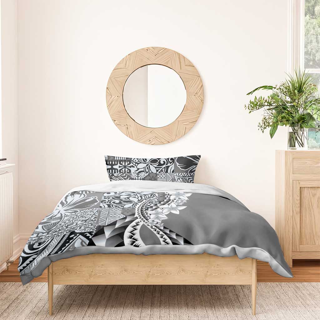 Aloha Vintage Plumeria Hawaiian Tapa Pattern Bedding Set Gray Hawaiian Tapa Pattern LT9 - Polynesian Pride