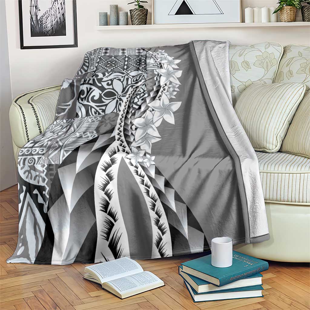 Aloha Vintage Plumeria Hawaiian Tapa Pattern Blanket Gray Hawaiian Tapa Pattern LT9 Gray - Polynesian Pride