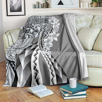 Aloha Vintage Plumeria Hawaiian Tapa Pattern Blanket Gray Hawaiian Tapa Pattern LT9 Gray - Polynesian Pride