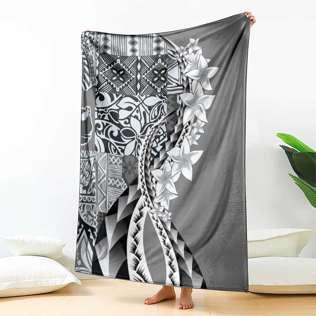Aloha Vintage Plumeria Hawaiian Tapa Pattern Blanket Gray Hawaiian Tapa Pattern LT9 - Polynesian Pride