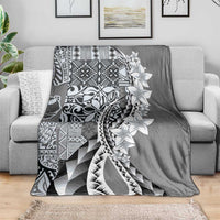 Aloha Vintage Plumeria Hawaiian Tapa Pattern Blanket Gray Hawaiian Tapa Pattern LT9 - Polynesian Pride