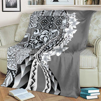 Aloha Vintage Plumeria Hawaiian Tapa Pattern Blanket Gray Hawaiian Tapa Pattern LT9 - Polynesian Pride