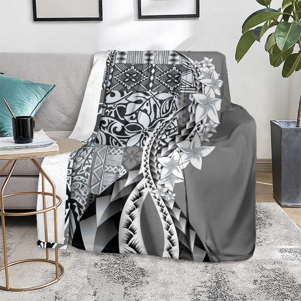 Aloha Vintage Plumeria Hawaiian Tapa Pattern Blanket Gray Hawaiian Tapa Pattern LT9 - Polynesian Pride