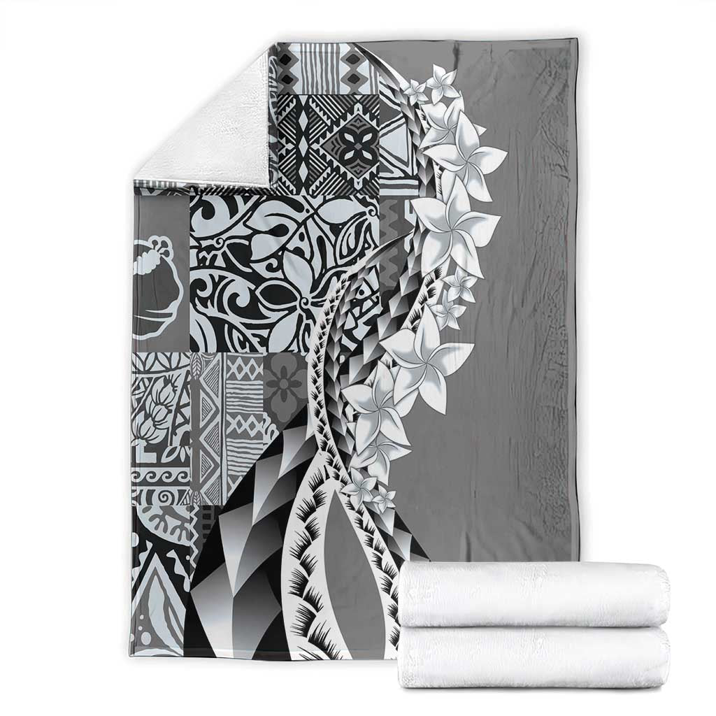 Aloha Vintage Plumeria Hawaiian Tapa Pattern Blanket Gray Hawaiian Tapa Pattern LT9 - Polynesian Pride