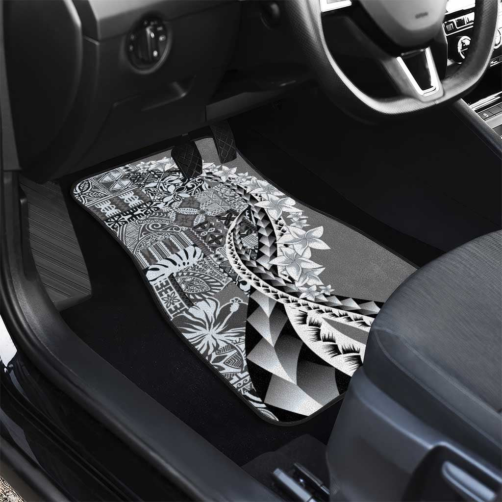 Aloha Vintage Plumeria Hawaiian Tapa Pattern Car Mats Gray Hawaiian Tapa Pattern LT9 - Polynesian Pride