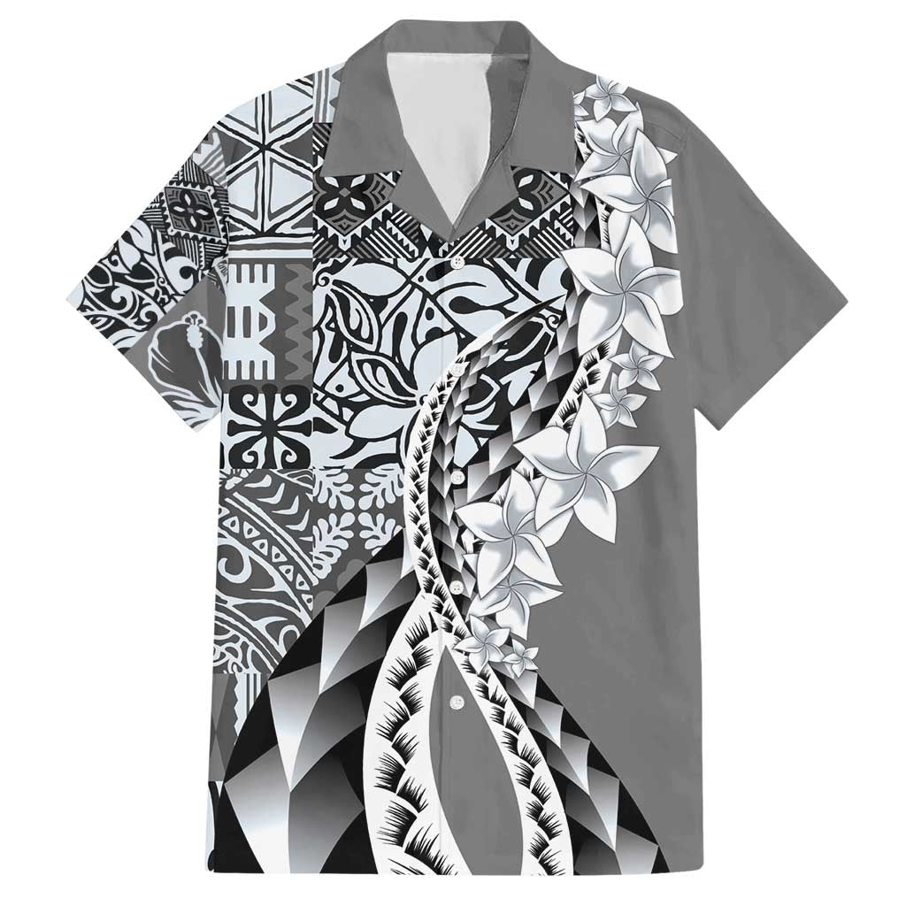 Aloha Vintage Plumeria Hawaiian Tapa Pattern Hawaiian Shirt Gray Hawaiian Tapa Pattern LT9 Gray - Polynesian Pride