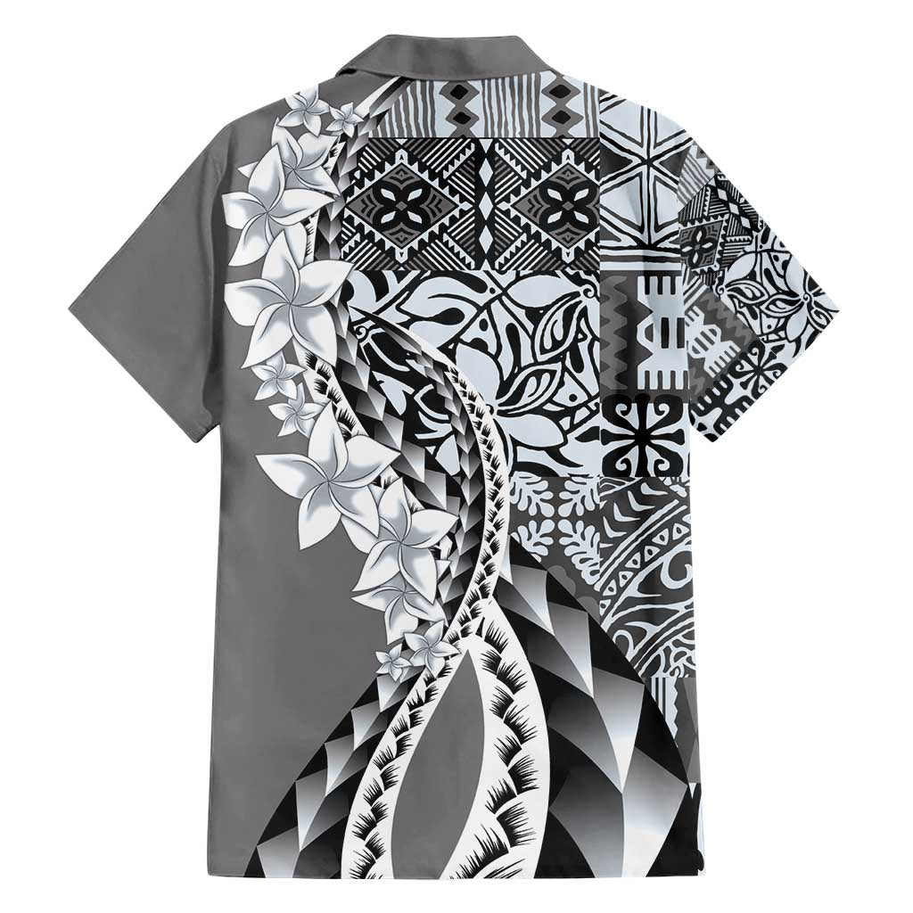 Aloha Vintage Plumeria Hawaiian Tapa Pattern Hawaiian Shirt Gray Hawaiian Tapa Pattern LT9 - Polynesian Pride