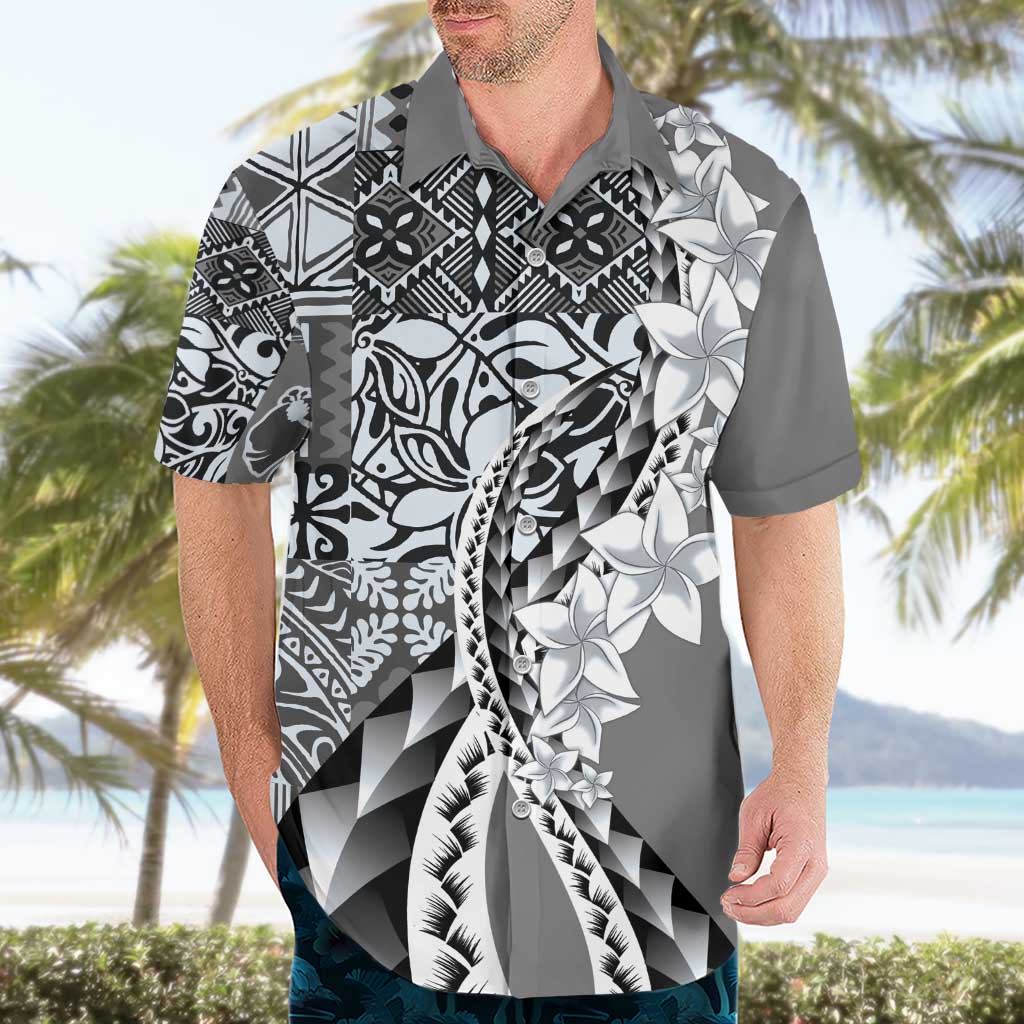 Aloha Vintage Plumeria Hawaiian Tapa Pattern Hawaiian Shirt Gray Hawaiian Tapa Pattern LT9 - Polynesian Pride